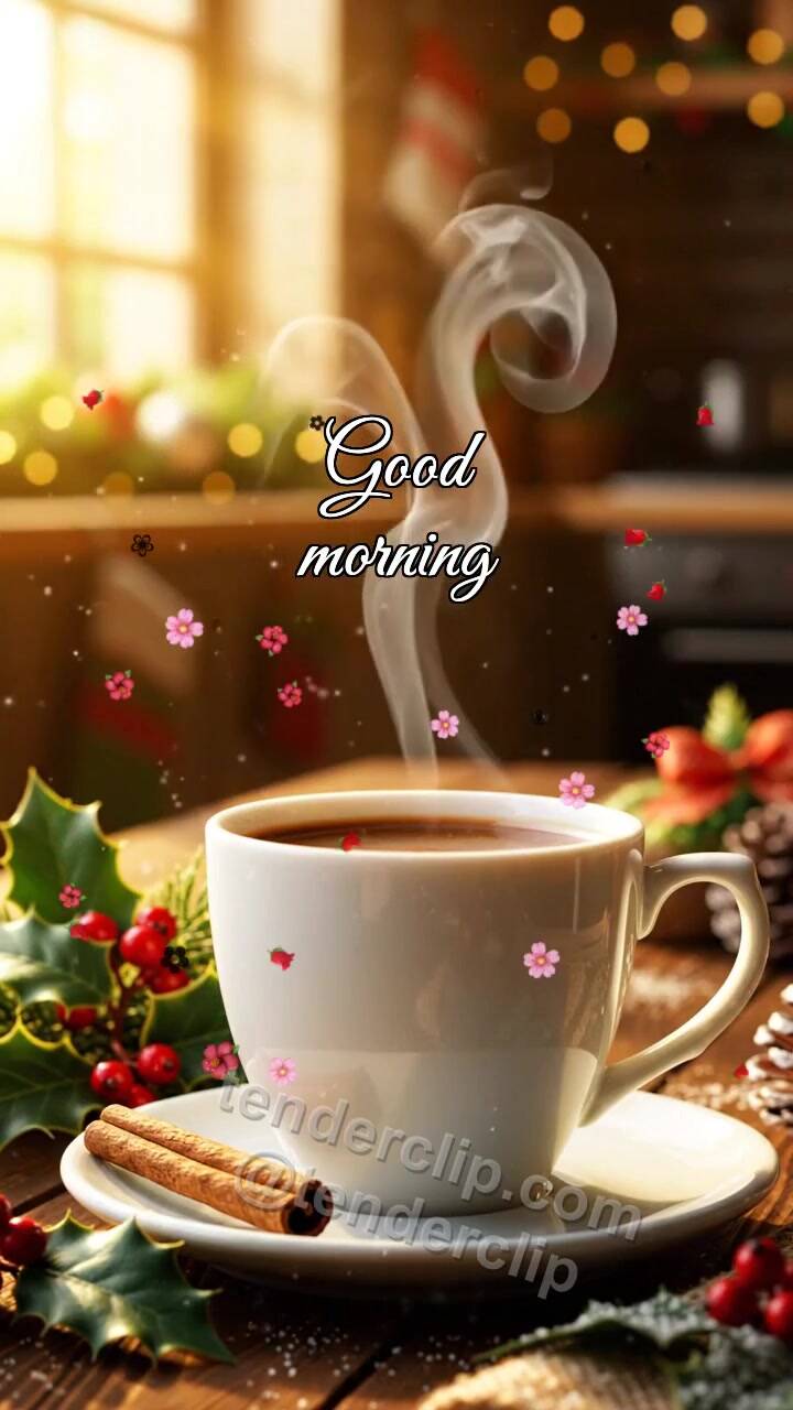Good morning: coffee steam draws a smile