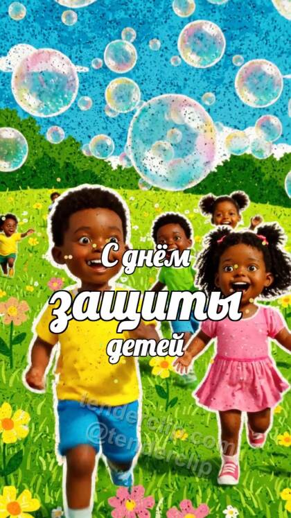 С днём защиты детей: дети ловят мыльные пузыри