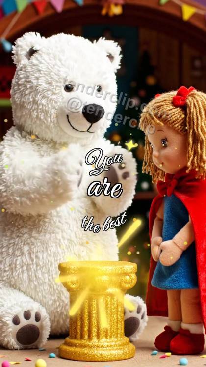 You are the best: plush bear claps for her