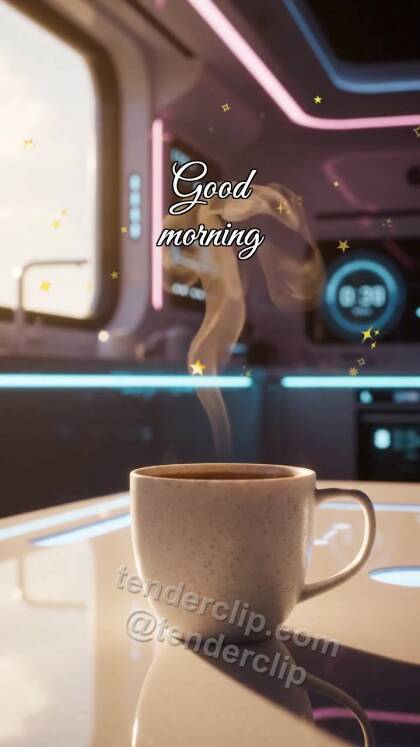 Good morning: coffee steam draws a smile