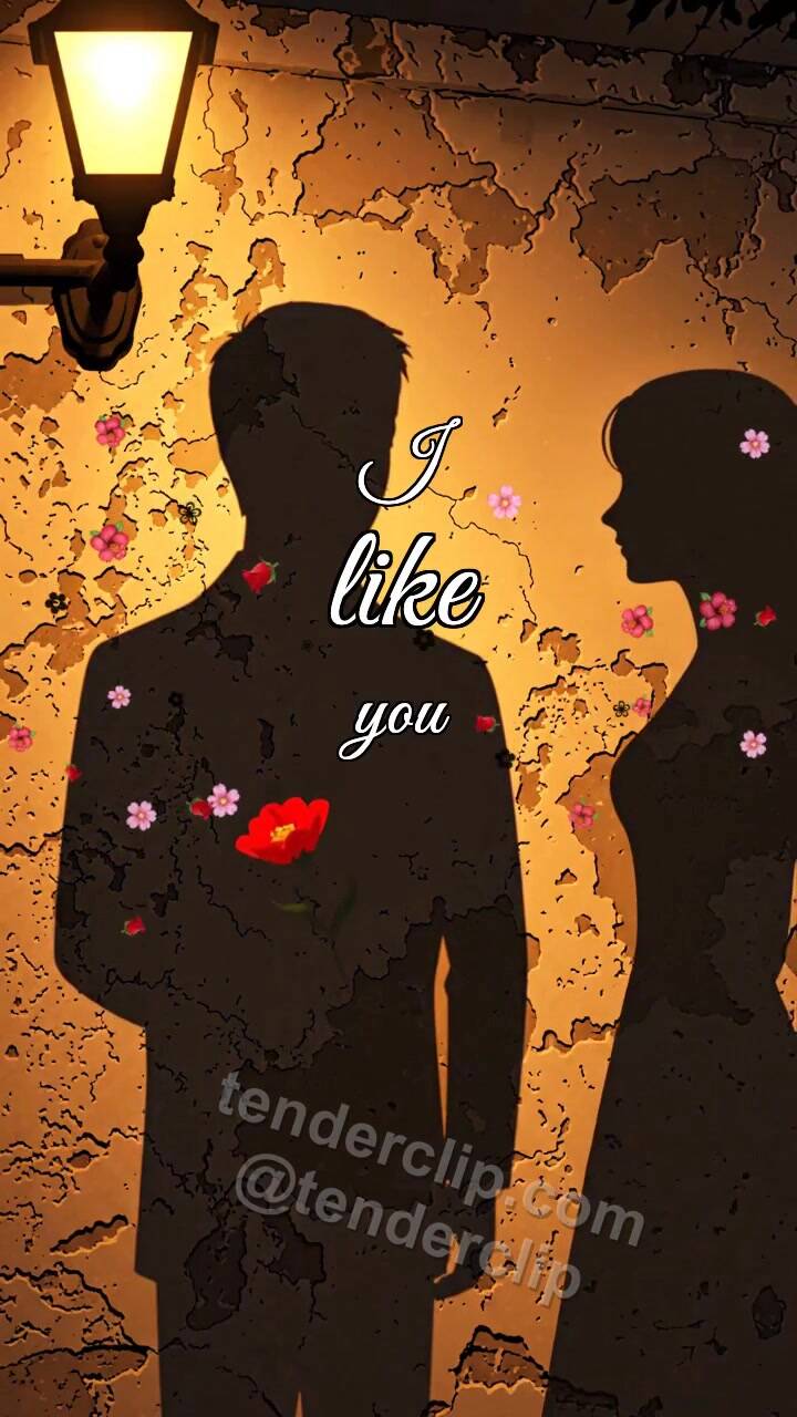 I like you: a man shadow gives a flower to a woman