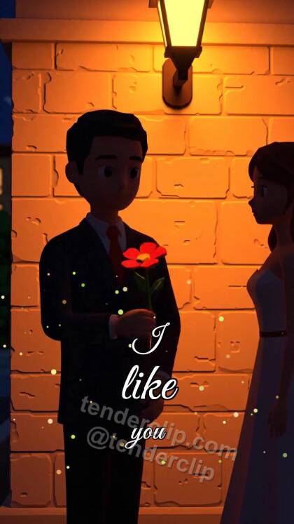 I like you: a man shadow gives a flower to a woman