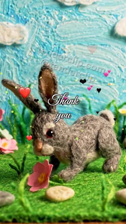 Thank you: bunny offers a flower