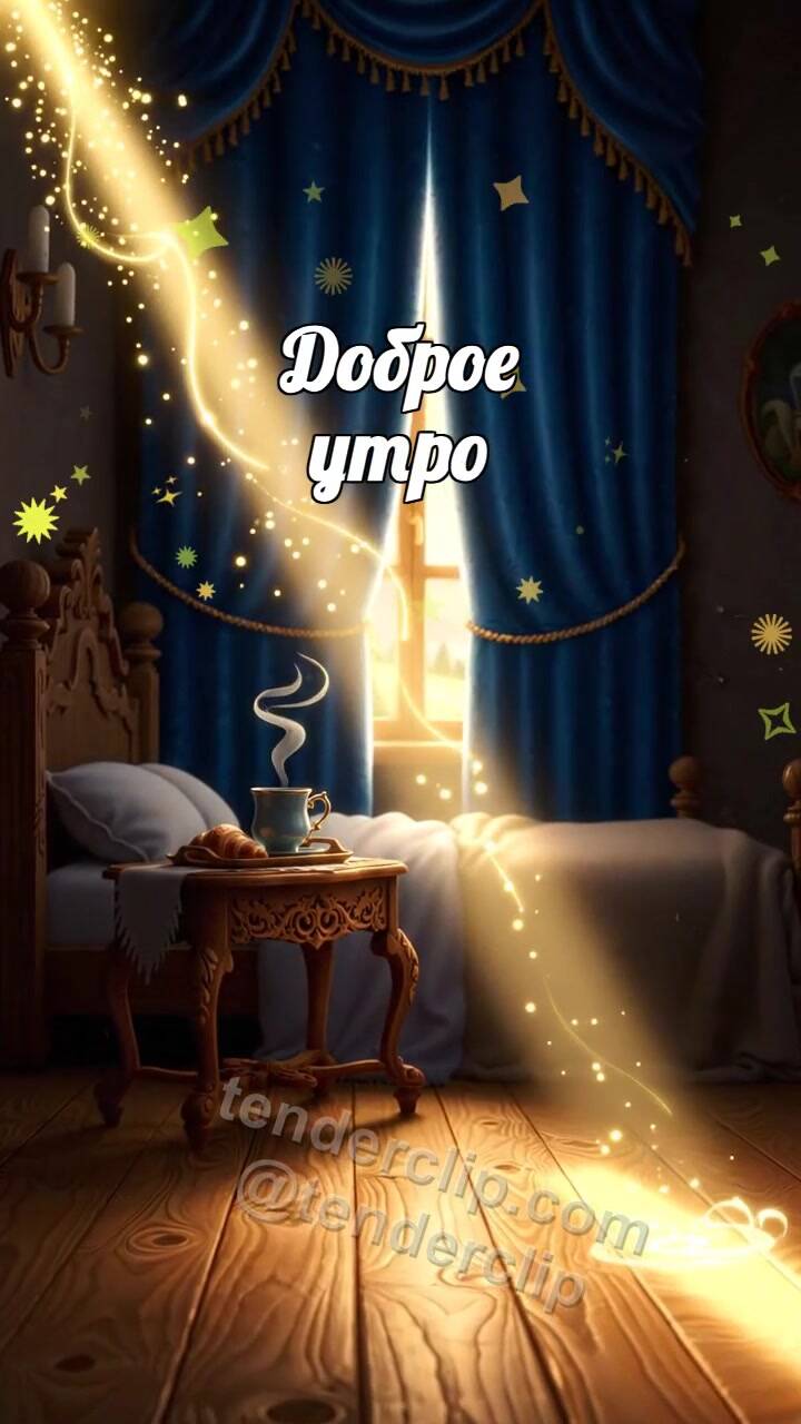 Доброе утро: солнечный луч открывает шторы