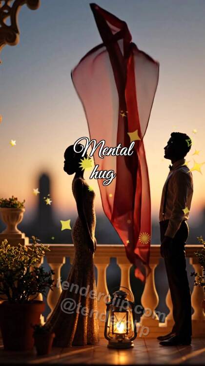 Mental hug: one scarf hugs two people