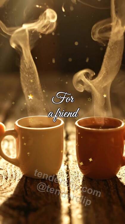 For a friend: two mugs meet on the table
