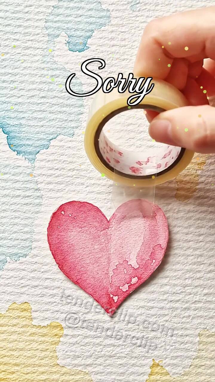 Sorry: paper heart is taped gently