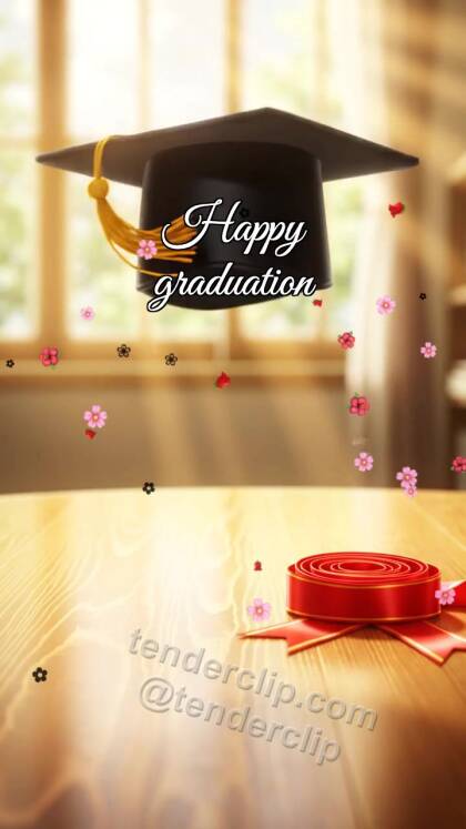 Happy graduation: graduation cap flies up