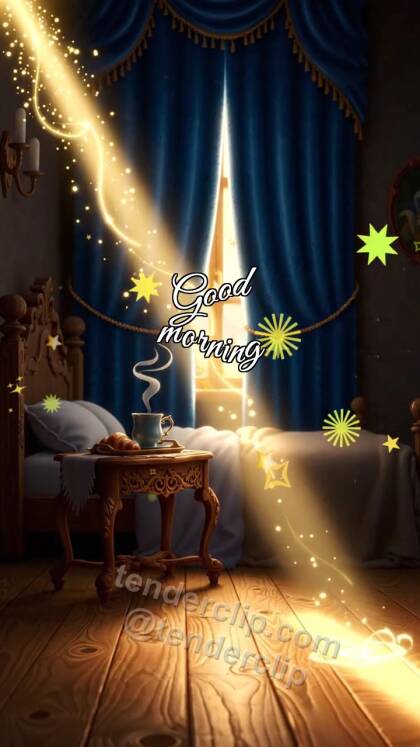 Good morning: a sunbeam opens the curtains