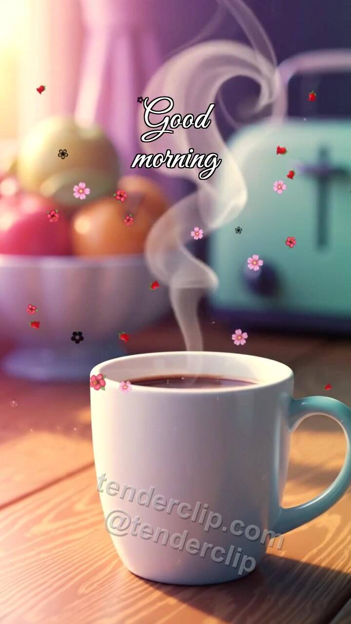 Good morning: coffee steam draws a smile