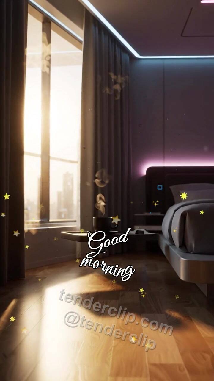 Good morning: a sunbeam opens the curtains