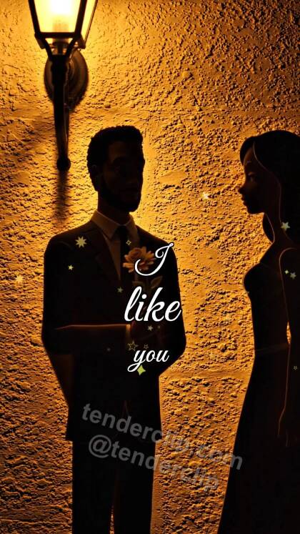 I like you: a man shadow gives a flower to a woman