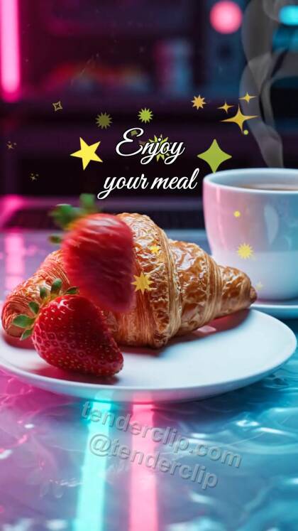 Enjoy your meal: croissant opens breakfast plate