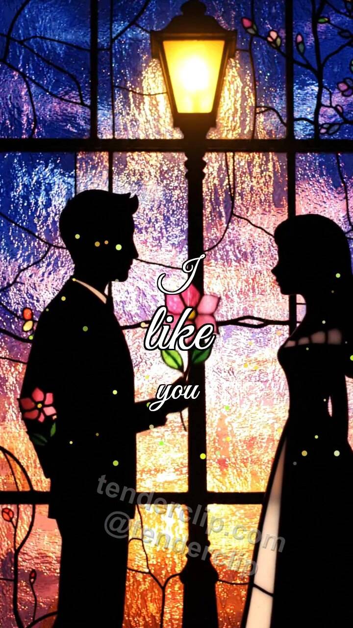 I like you: a man shadow gives a flower to a woman