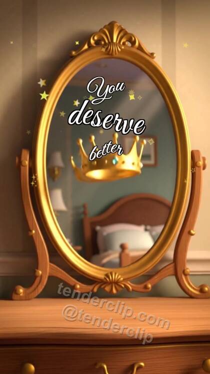You deserve better: small crown rises before a mirror
