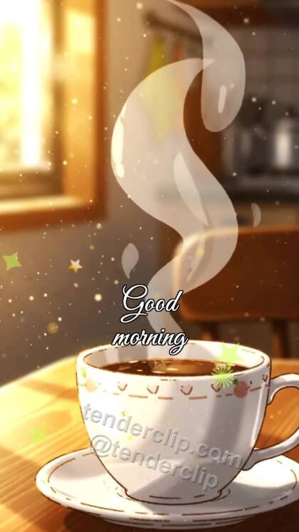 Good morning: coffee steam draws a smile