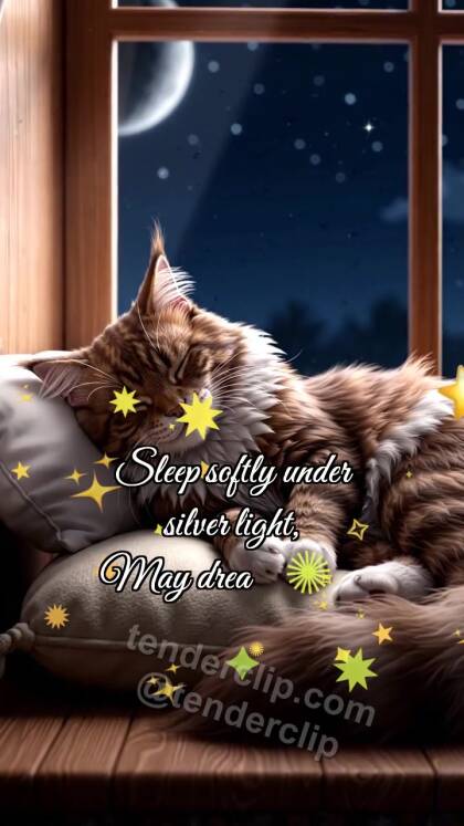 Good night: Moon Tucks Cat