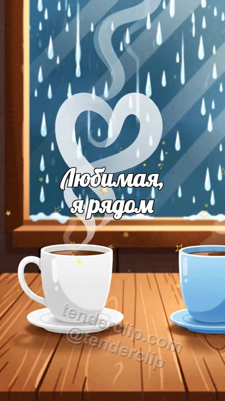 Любимая, я рядом: две чашки встречаются у дождливого окна