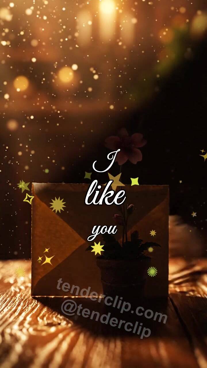 I like you: shy envelope hides behind a flower