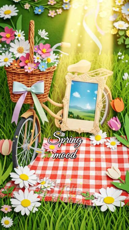Spring mood: photo frame straightens itself