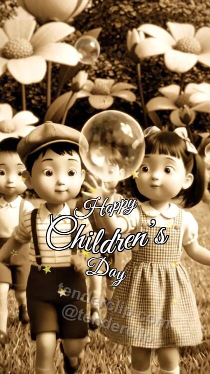 Happy Children’s Day: children chase soap bubbles