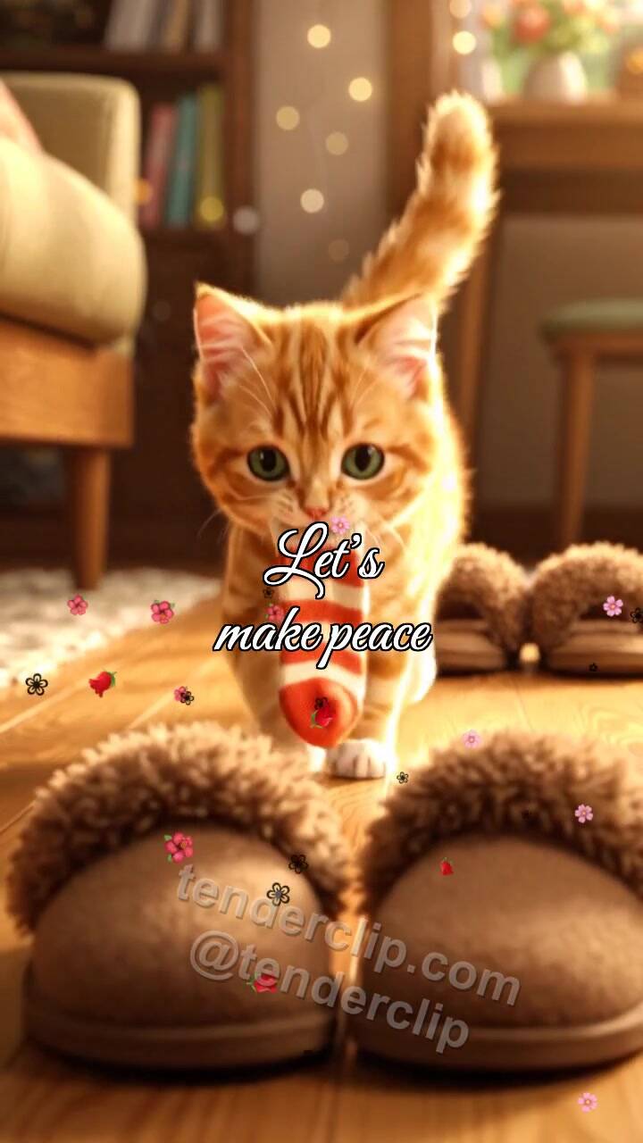 Let’s make peace: kitten returns a stolen sock