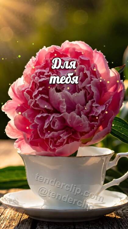 Для тебя: цветок раскрывается рядом с чашкой
