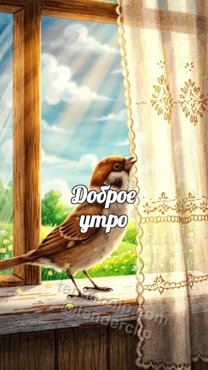 Доброе утро: воробей открывает вид из окна