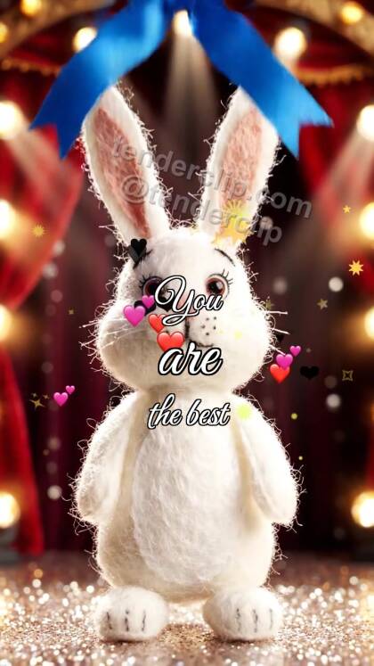 You are the best: bunny receives a winner ribbon