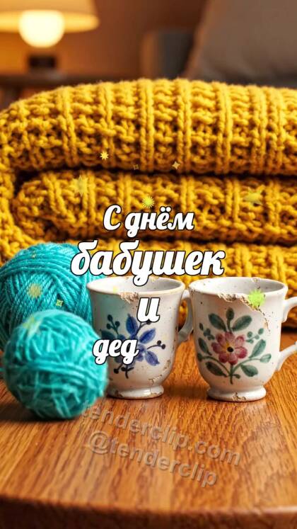 С днём бабушек и дедушек: две старые чашки встречаются у пледа