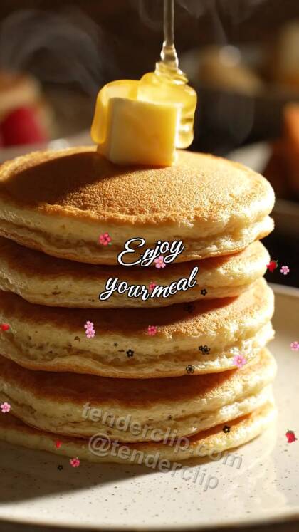 Enjoy your meal: butter melts on pancake stack
