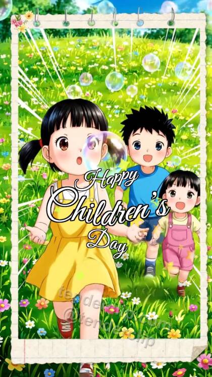 Happy Children’s Day: children chase soap bubbles