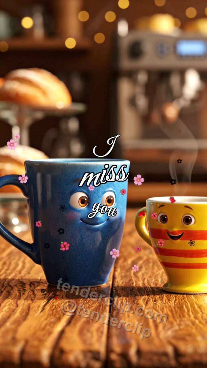 I miss you: two cups slowly move closer