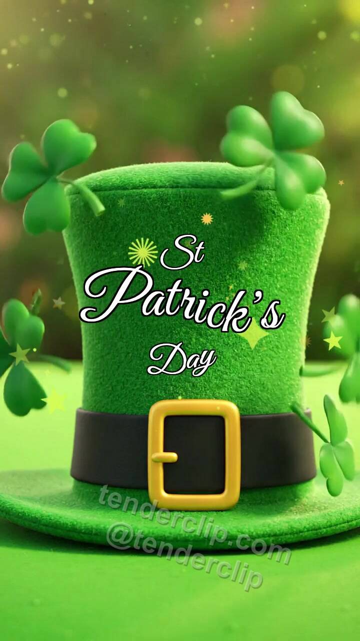 St Patrick’s Day: shamrocks circle a green hat