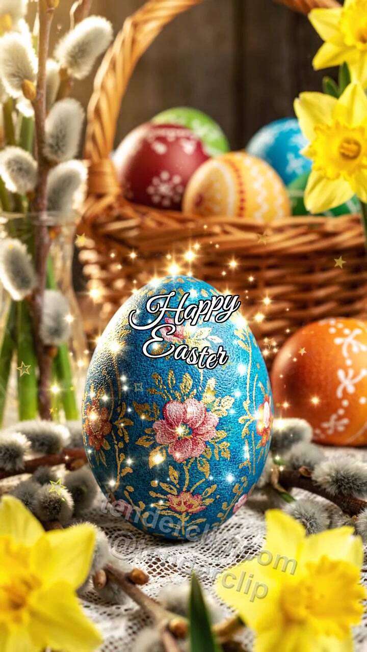 Happy Easter: decorated Easter egg wakes up first