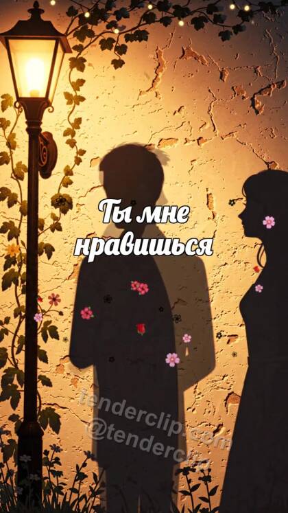 Ты мне нравишься: тень мужчины дарит цветок женщине