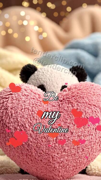 Be my Valentine: plush bear shyly gives a gift