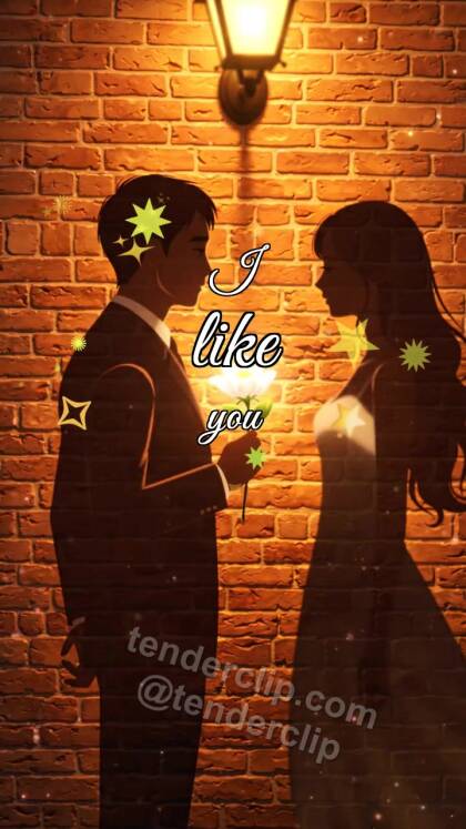I like you: a man shadow gives a flower to a woman