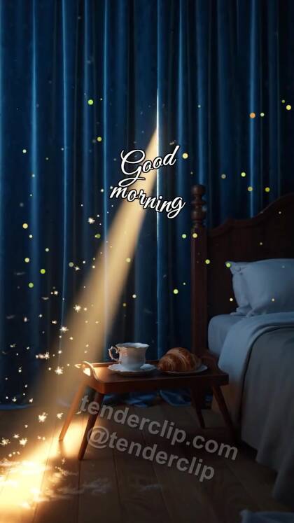 Good morning: a sunbeam opens the curtains