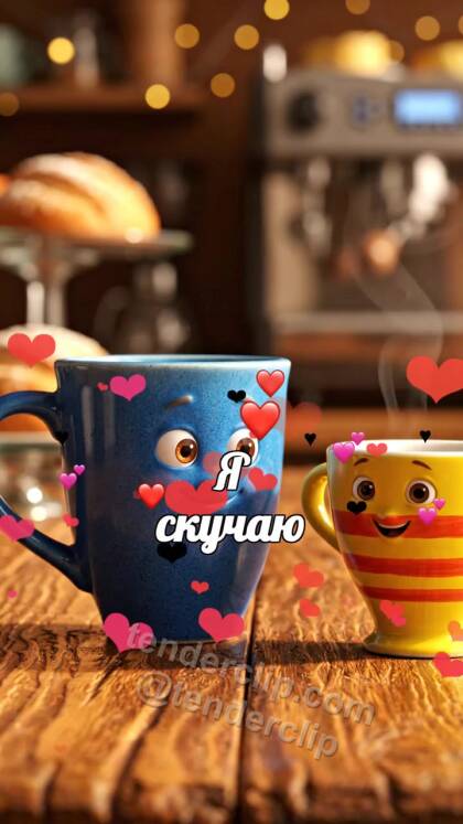 Я скучаю: две чашки медленно сближаются
