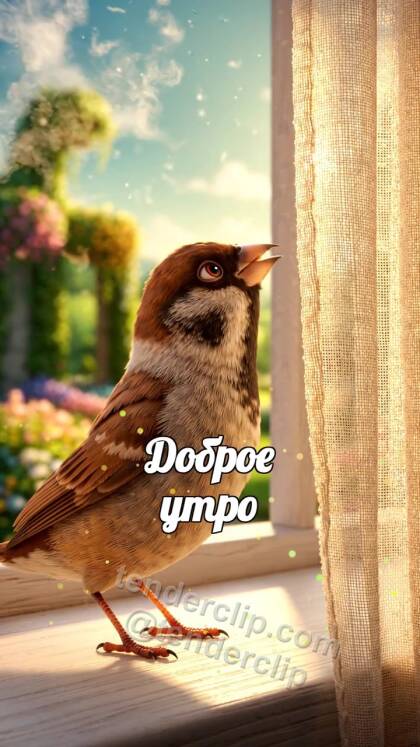 Доброе утро: воробей открывает вид из окна