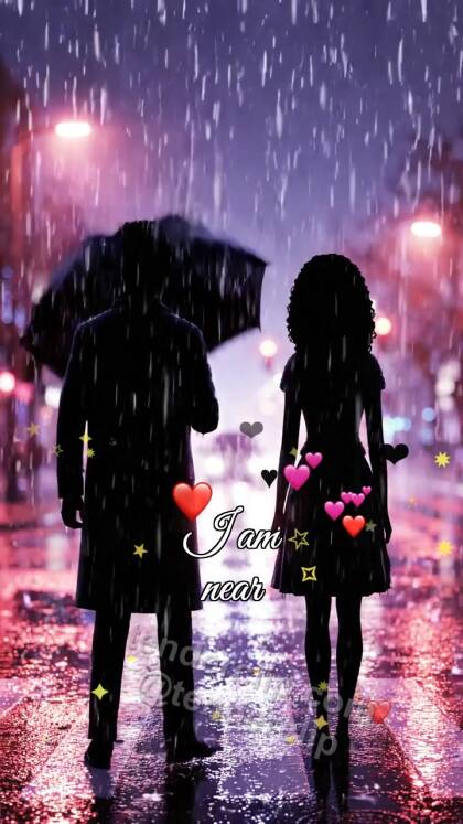 I am near: man shields a woman from rain