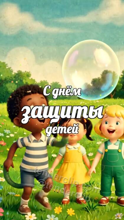 С днём защиты детей: дети ловят мыльные пузыри
