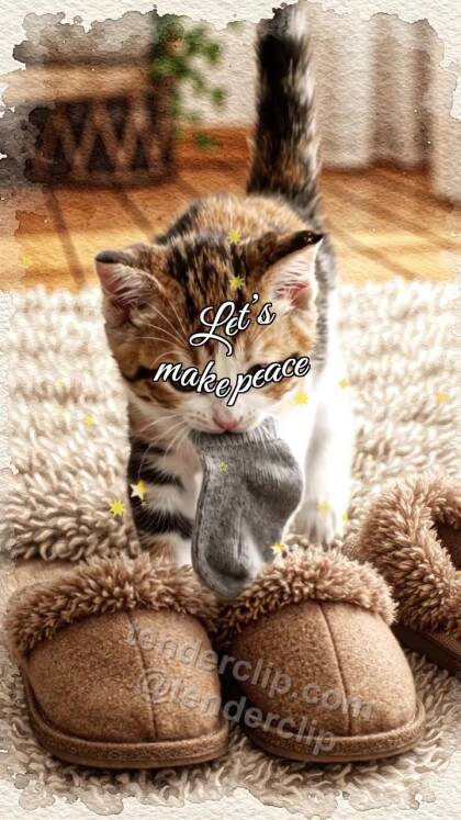 Let’s make peace: kitten returns a stolen sock