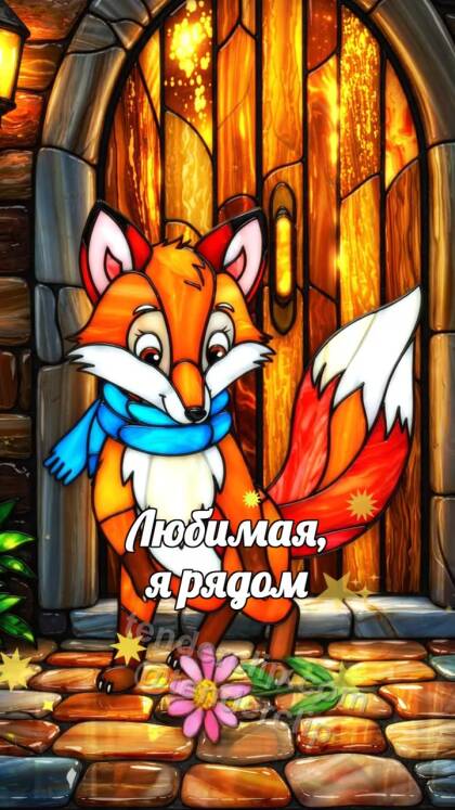 Любимая, я рядом: лисёнок приносит цветок к двери