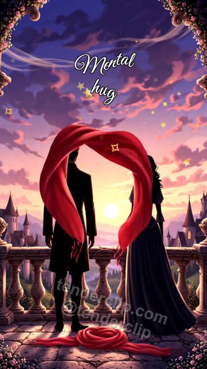 Mental hug: one scarf hugs two people