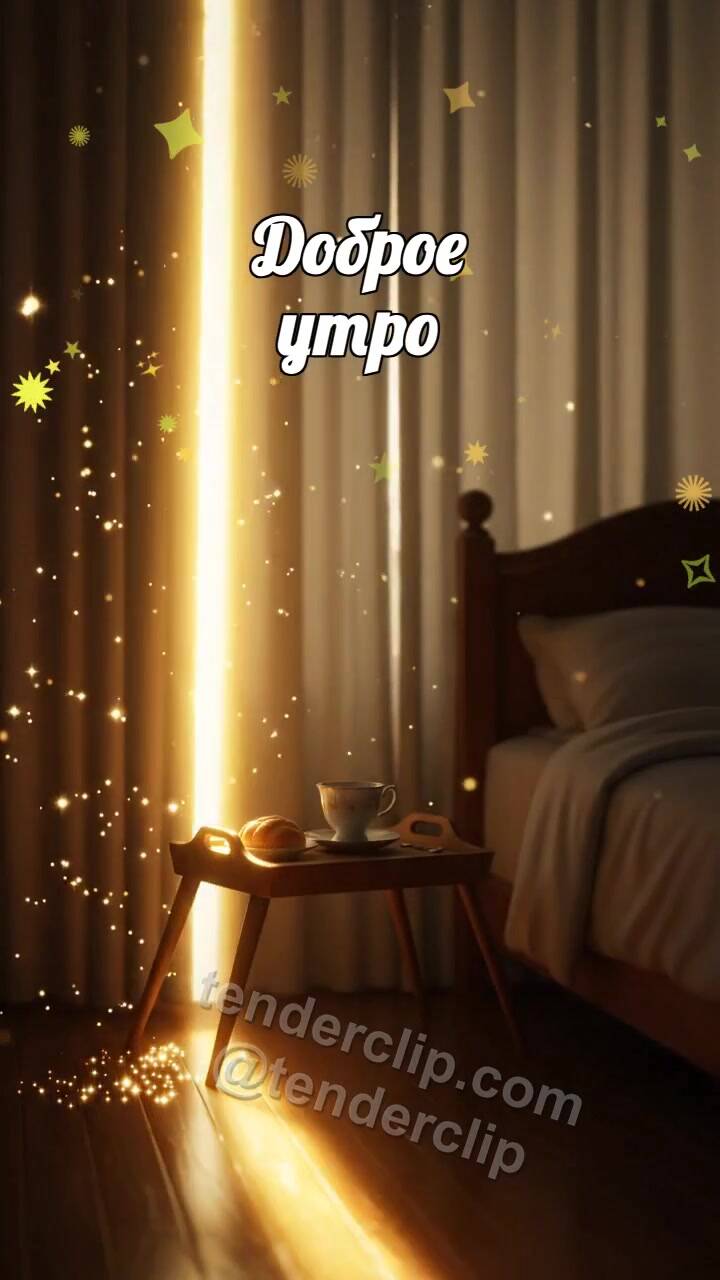 Доброе утро: солнечный луч открывает шторы