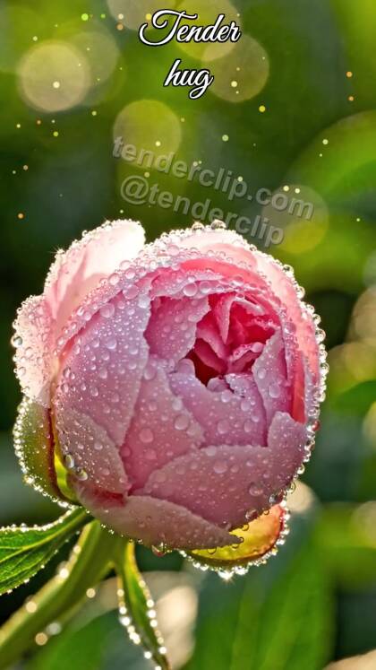 Tender hug: flower bud opens