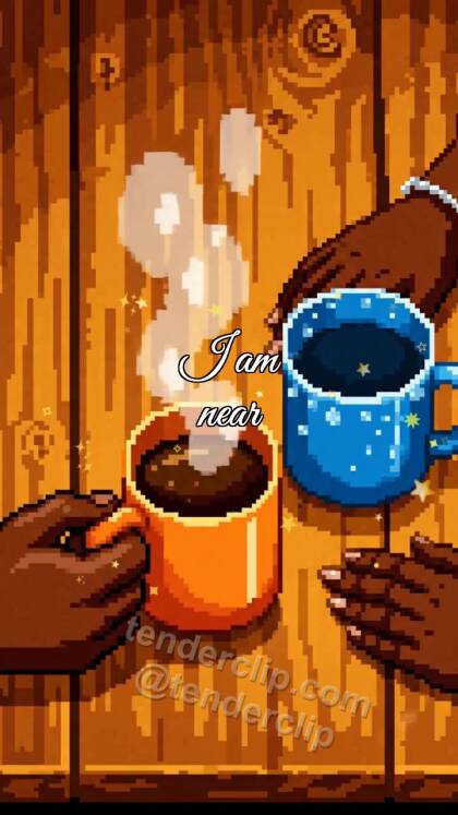 I am near: man brings a warm cup