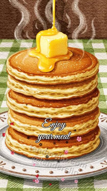 Enjoy your meal: butter melts on pancake stack